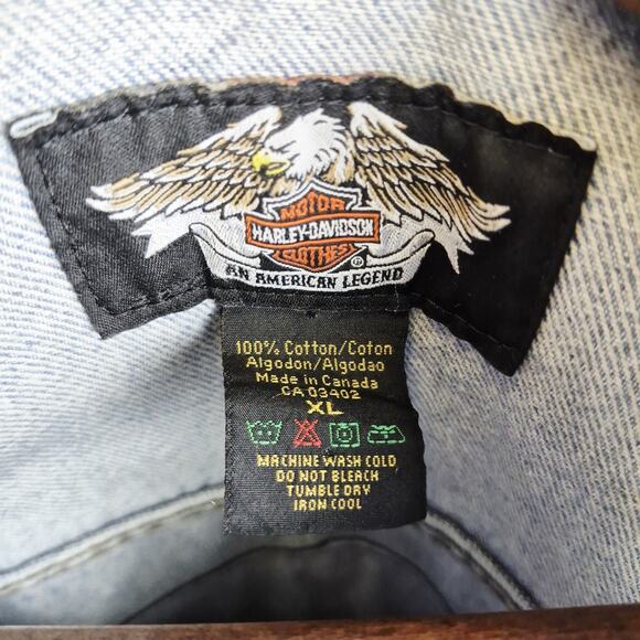 Harley Davidson Vintage Denim Jean Jacket Men's XL Embroidered Back Eagle Patch - Picture 9 of 11